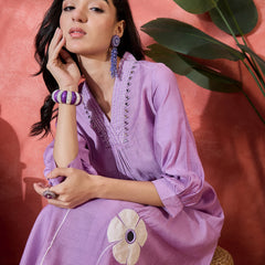 Floral Embroidered Straight Kurta With Palazzo Kurta Set
