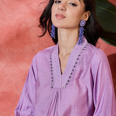 Floral Embroidered Straight Kurta With Palazzo Kurta Set
