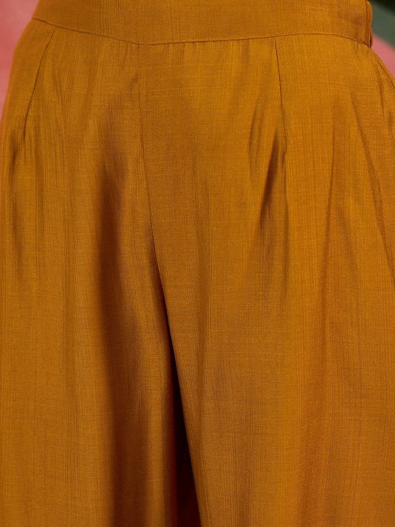 Floral Embroidered Straight Kurta With Palazzo Kurta Set