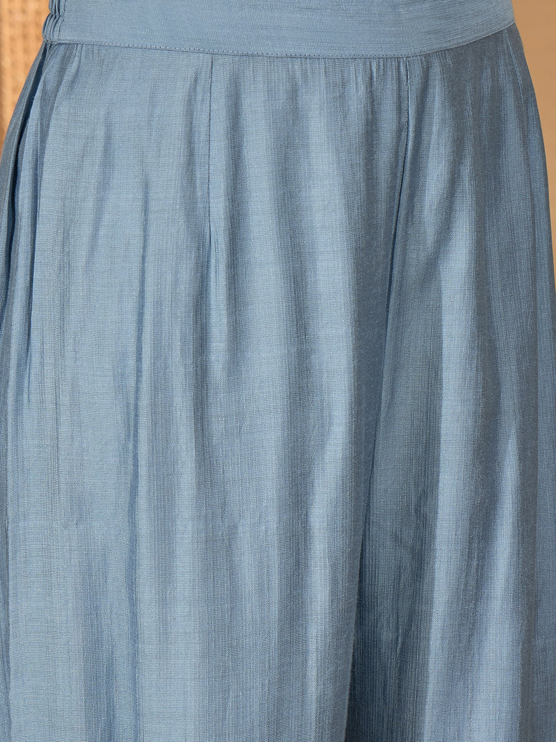 Floral Embroidered Straight Kurta With Palazzo Kurta Set