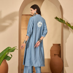 Floral Embroidered Straight Kurta With Palazzo Kurta Set