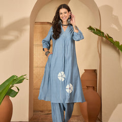 Floral Embroidered Straight Kurta With Palazzo Kurta Set