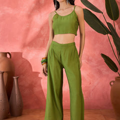 Green Floral Co-Ord Set with Embroidered Jacket