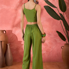 Green Floral Co-Ord Set with Embroidered Jacket
