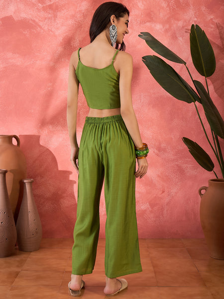 Green Floral Co-Ord Set with Embroidered Jacket