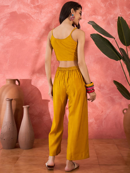 Mustard Floral Co-Ord Set with Embroidered Jacket