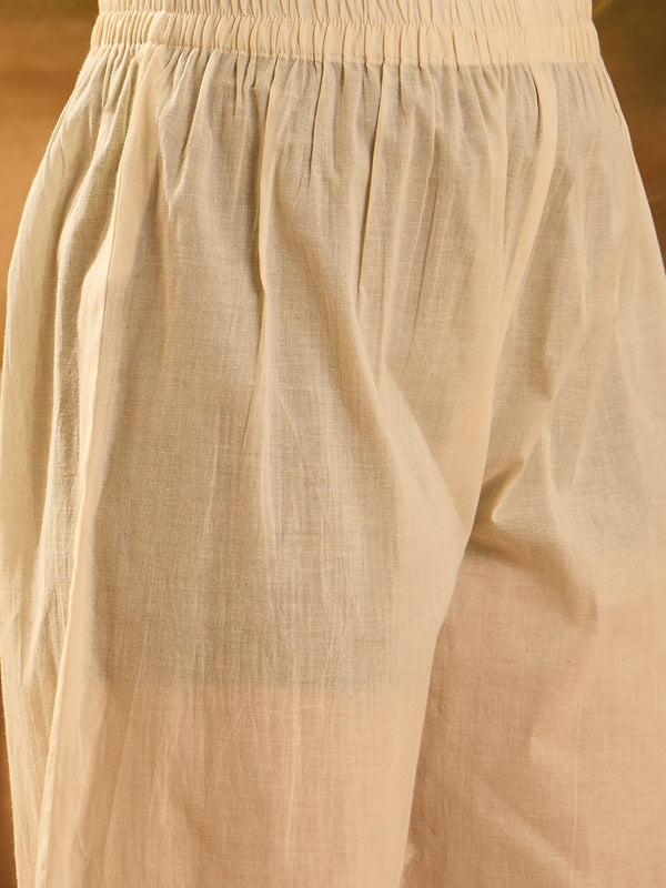 Pure Cotton Floral Embroidered Tunic With Pant