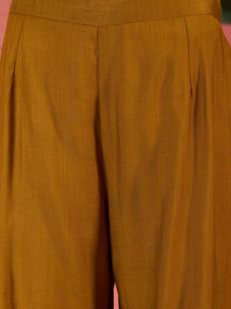 Embroidered Shoulder Straps Straight Kurta With Trousers & Dupatta