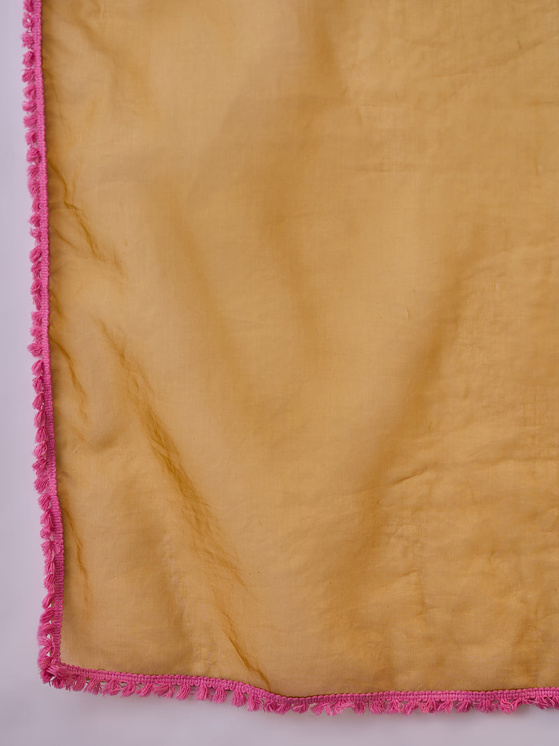 Embroidered Shoulder Straps Straight Kurta With Trousers & Dupatta