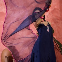 Embroidered Shoulder Straps Straight Kurta With Trousers & Dupatta