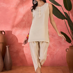 Embroidered Top With Jacket & Dhoti Pant