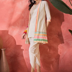 Embroidered Top With Jacket & Dhoti Pant