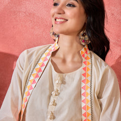 Embroidered Top With Jacket & Dhoti Pant