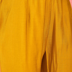Yellow Embroidered Tunic With Trouser & Bags Co-Ords Set