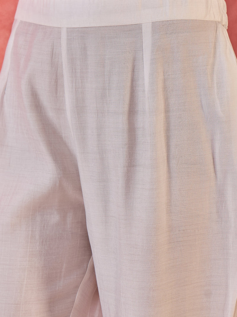 Geometric Embroidered & Mirror Work Kaftan Kurta With Trouser
