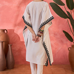Geometric Embroidered & Mirror Work Kaftan Kurta With Trouser
