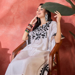 Geometric Embroidered & Mirror Work Kaftan Kurta With Trouser