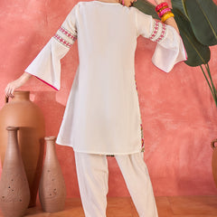 Floral Embroidered Straight Kurta With Dhoti Pant