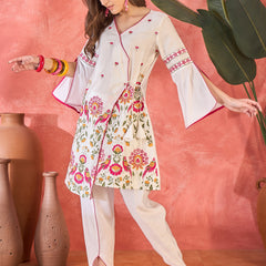 Floral Embroidered Straight Kurta With Dhoti Pant