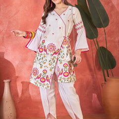Floral Embroidered Straight Kurta With Dhoti Pant