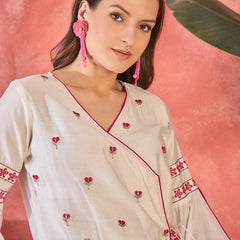 Floral Embroidered Straight Kurta With Dhoti Pant