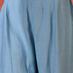 Floral Embroidered V-Neck Tunic With Trouser