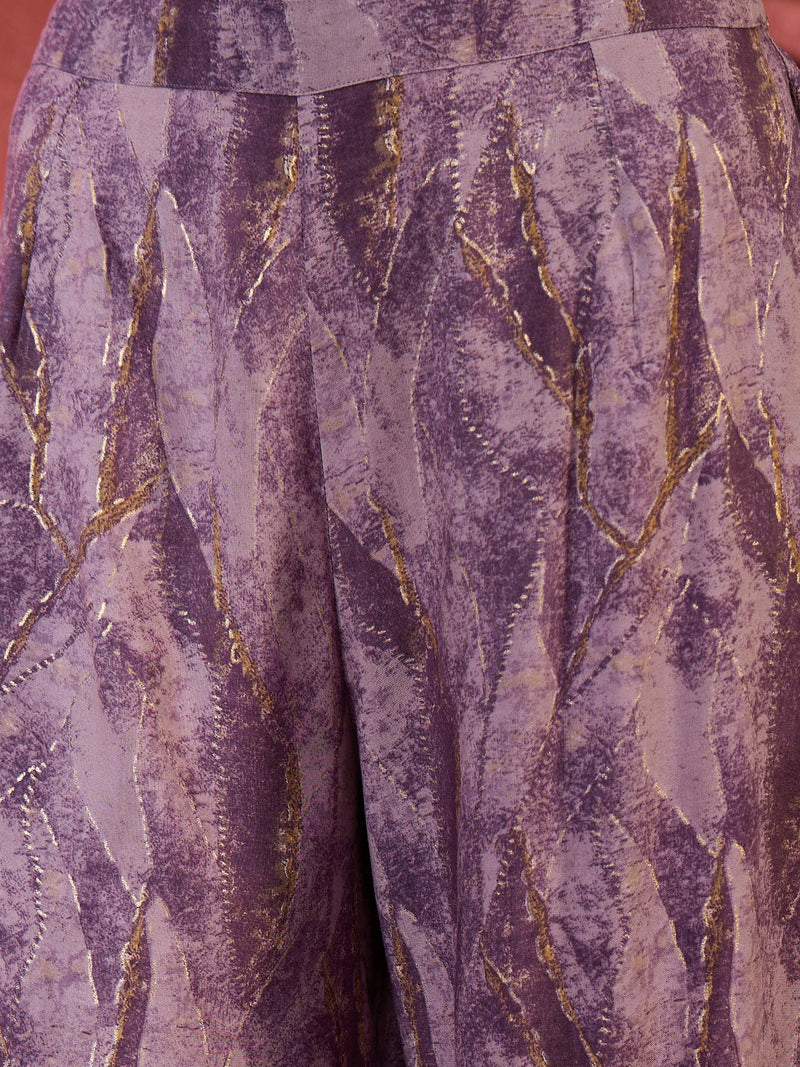 Purple Shoulder Straps Straight Kurta With Trousers