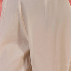 Off White Embroidered Pure Cotton Straight Kurta With Trouser & Dupatta