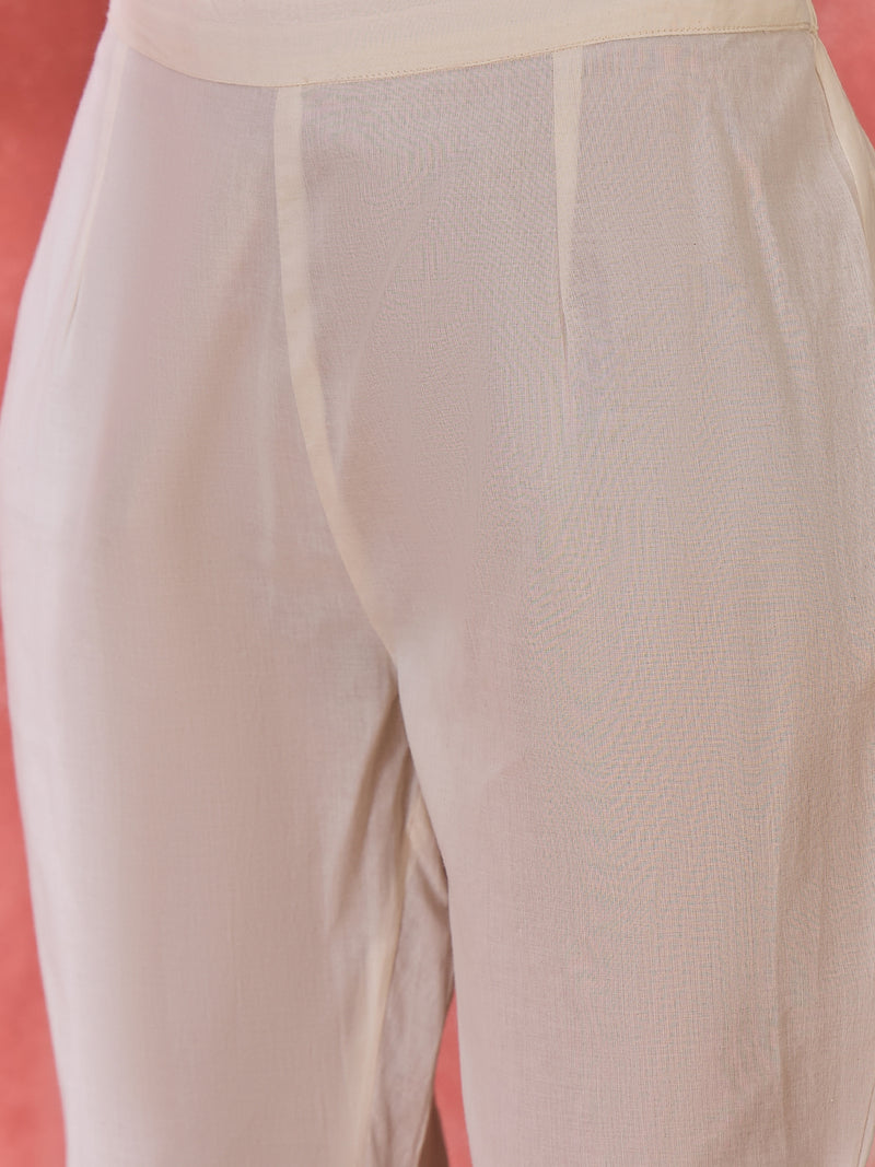 Embroidered Shoulder Straps Straight Kurta With Trousers & Dupatta