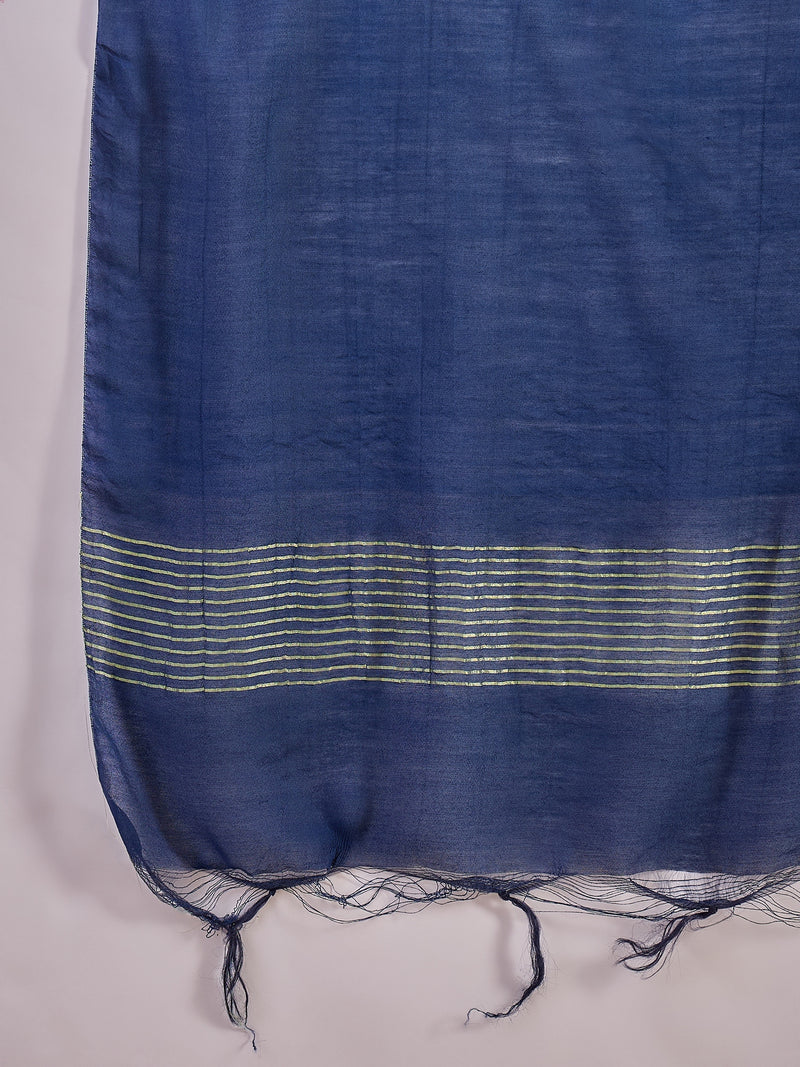 Pure Cotton Shoulder Straps Straight Kurta With Trousers & Dupatta
