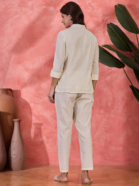 Pure Cotton Embroidered Shirt With Oant Co-Ords Set