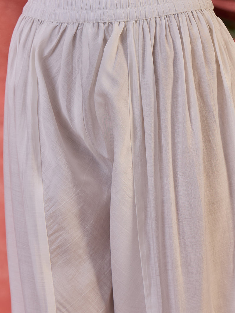 Floral Embroidered V-Neck Tunic With Dhoti Pant Co-Ords Set