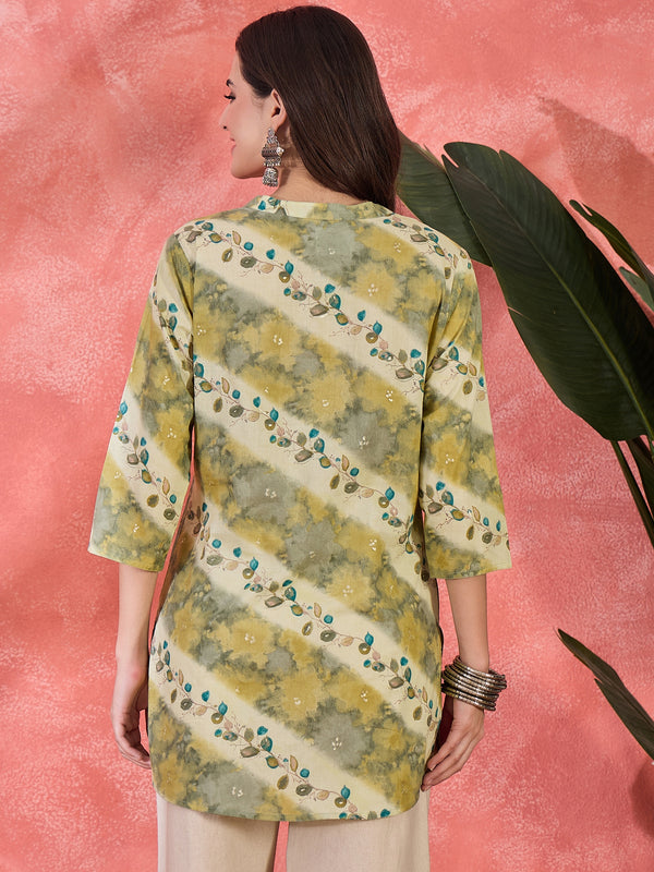 Floral Printed Straight Short Kurtis