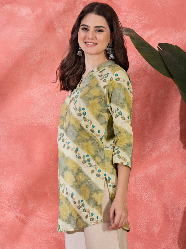 Floral Printed Straight Short Kurtis