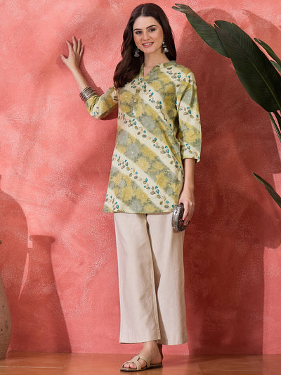 Floral Printed Straight Short Kurtis