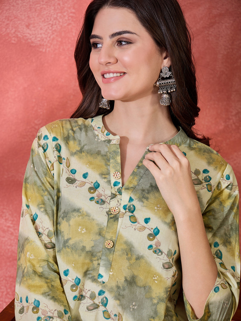 Floral Printed Straight Short Kurtis