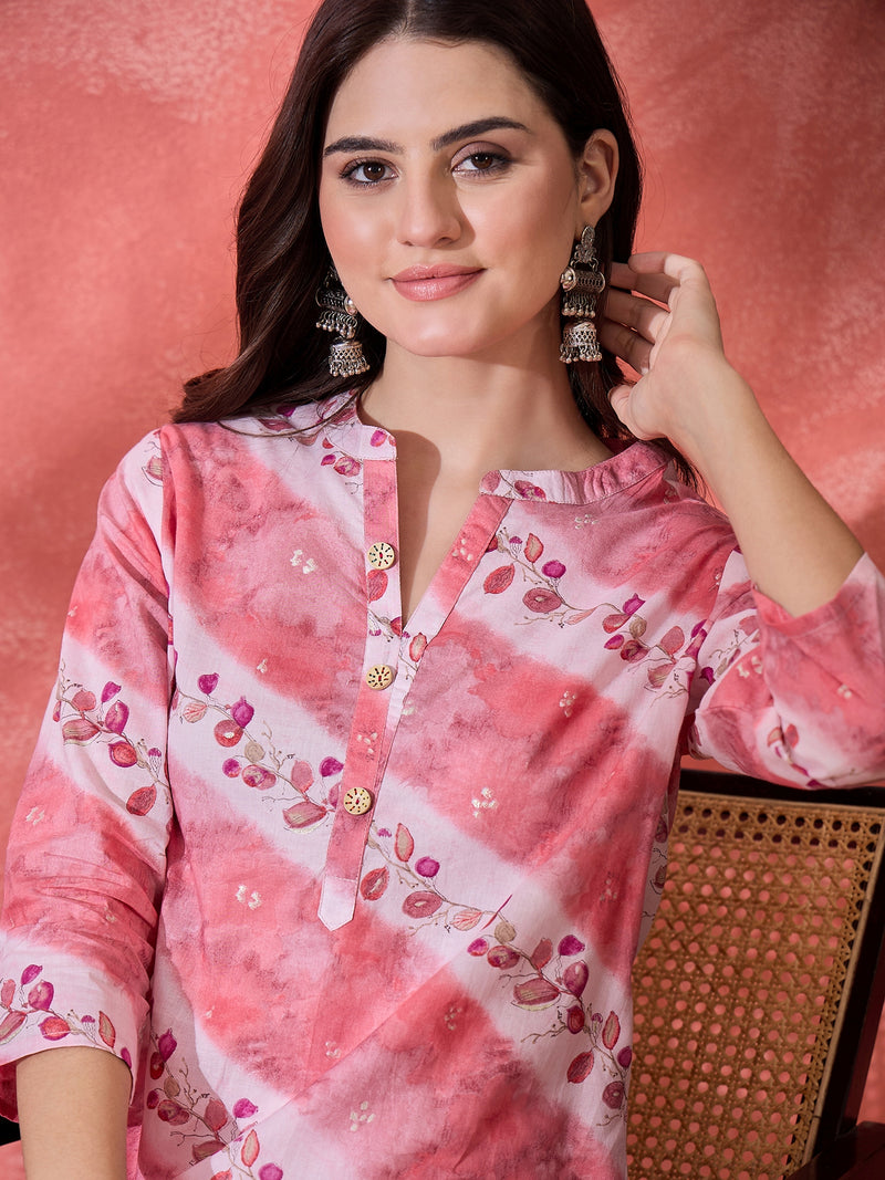 Floral Printed Straight Short Kurtis