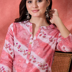 Floral Printed Straight Short Kurtis