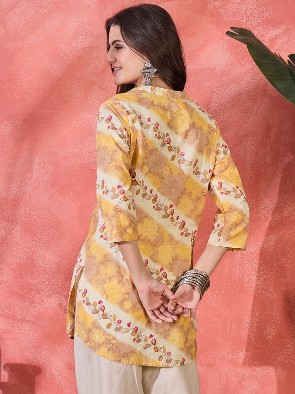 Floral Printed Straight Short Kurtis