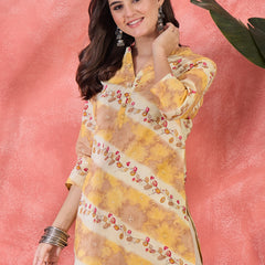 Floral Printed Straight Short Kurtis