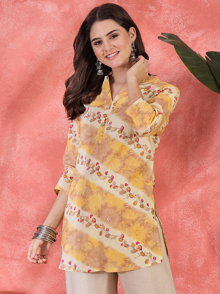 Floral Printed Straight Short Kurtis