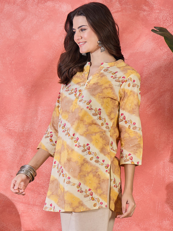 Floral Printed Straight Short Kurtis