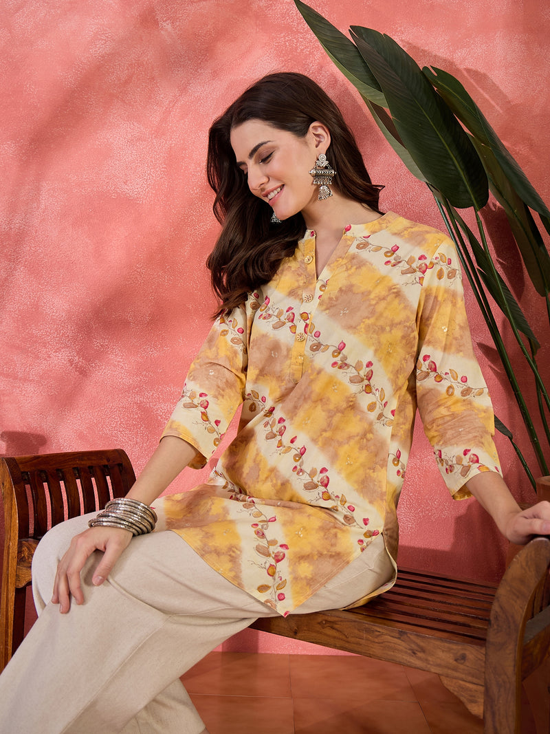 Floral Printed Straight Short Kurtis