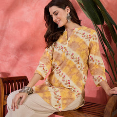 Floral Printed Straight Short Kurtis