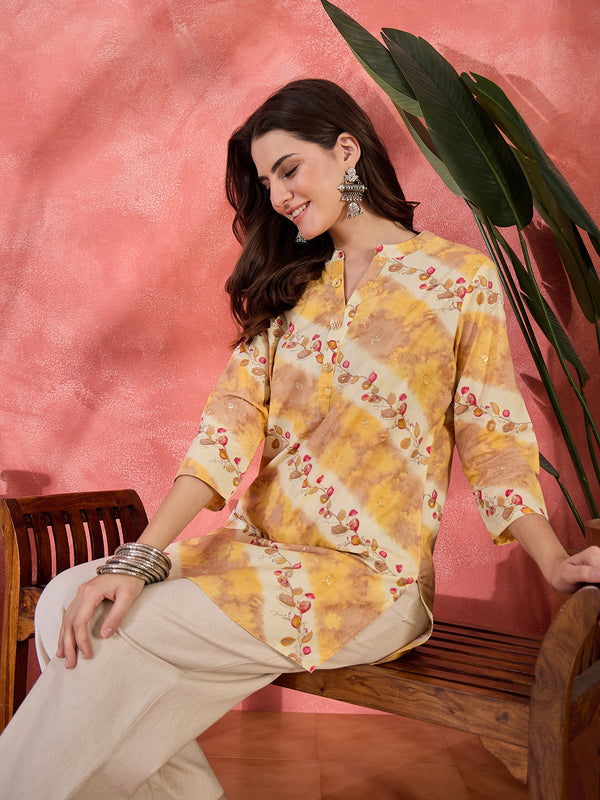 Floral Printed Straight Short Kurtis