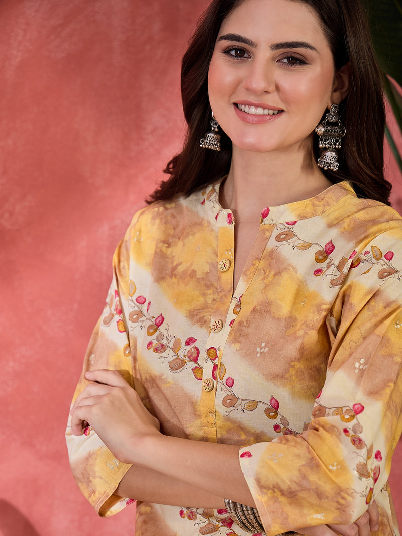 Floral Printed Straight Short Kurtis