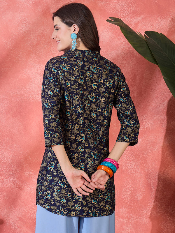 Floral Printed Straight Short Kurtis