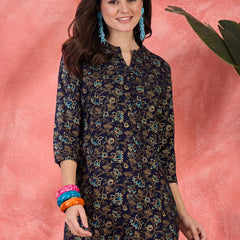 Floral Printed Straight Short Kurtis