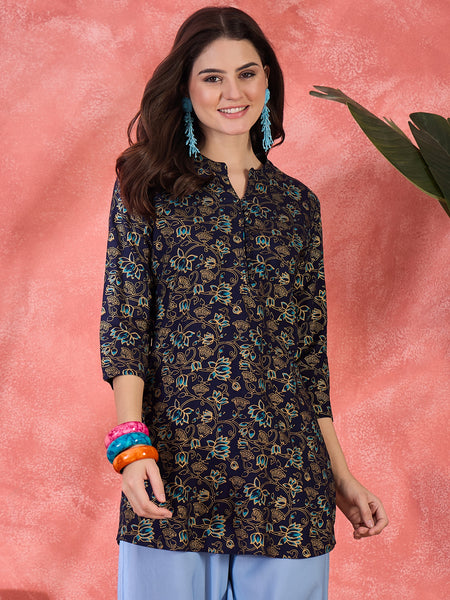 Floral Printed Straight Short Kurtis