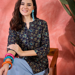 Floral Printed Straight Short Kurtis